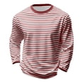 thumbnail image 4 of GEWSEY Long Sleeve Shirts for Men, Striped Basic Shirts Long Sleeve Crewneck Color Block Casual Pullover Tops for Spring Summer (Brick Red, XXL), 4 of 4
