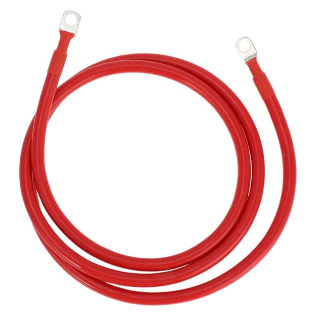 Cables de batería de inversor de 2 AWG de 3/8" Lug, cobre estañado, 1 pieza, rojo, 6 pies