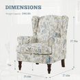 thumbnail image 5 of Hommow Vintage Floral Print Upholstered Armchair, White, with Dark Wood Legs, 5 of 7