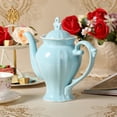 thumbnail image 4 of Pulchritudie Fine Porcelain Light Blue English Teapot, Coffee Pot, Victoria Style, Light Weight, 34 Oz, 4 of 5