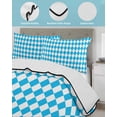 thumbnail image 4 of Quilts Full Size Bedding Set, Sky Blue Plaid Lightweight Quilted Comforter, Modern Minimalist Gingham Checkered Soft Reversible Bedspread Coverlet with Pillow Covers for All Season, 78" x 90", 4 of 7