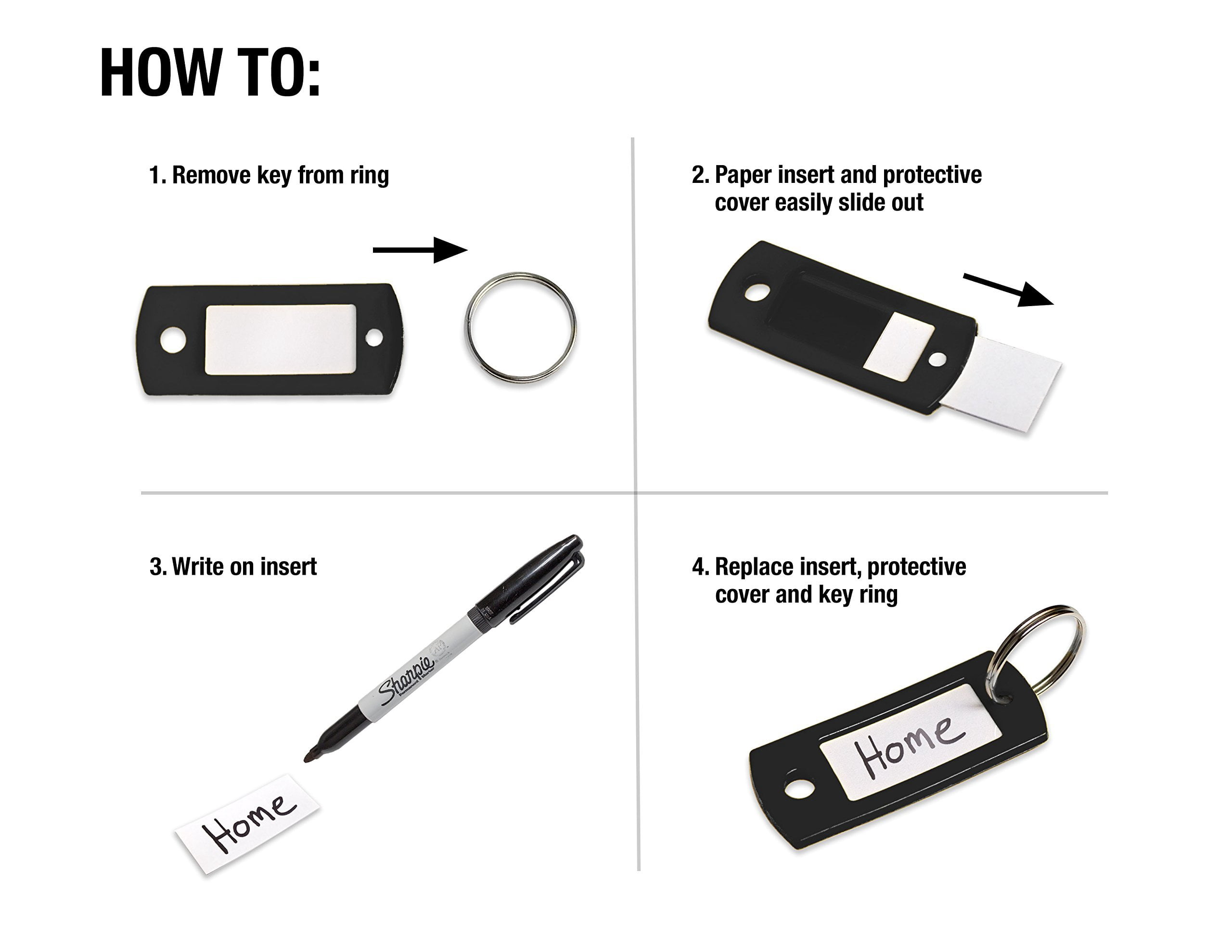 Lucky Line 16920 Black Key Tag, 50-Pack
