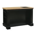 thumbnail image 6 of Linon Pennfield Kitchen Island Natural Top Ample Storage in Black Wood Base, 6 of 29