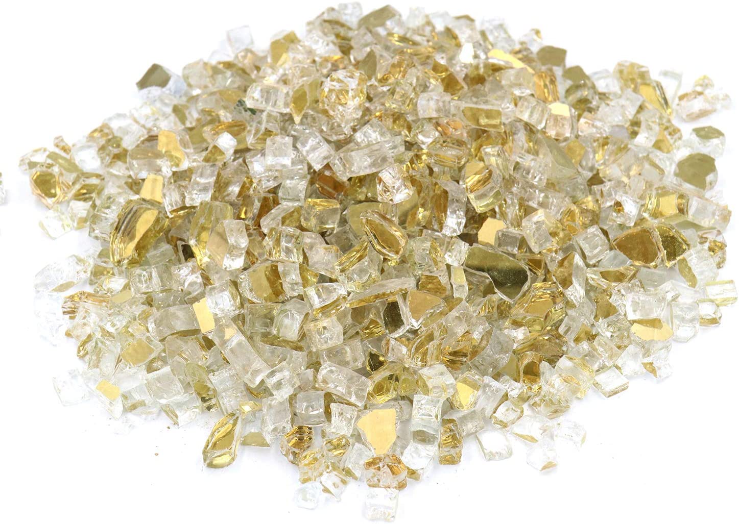 Koltose by Mash Fire Glass, Gold Crystal, ½ Inch Tempered Fire Pit