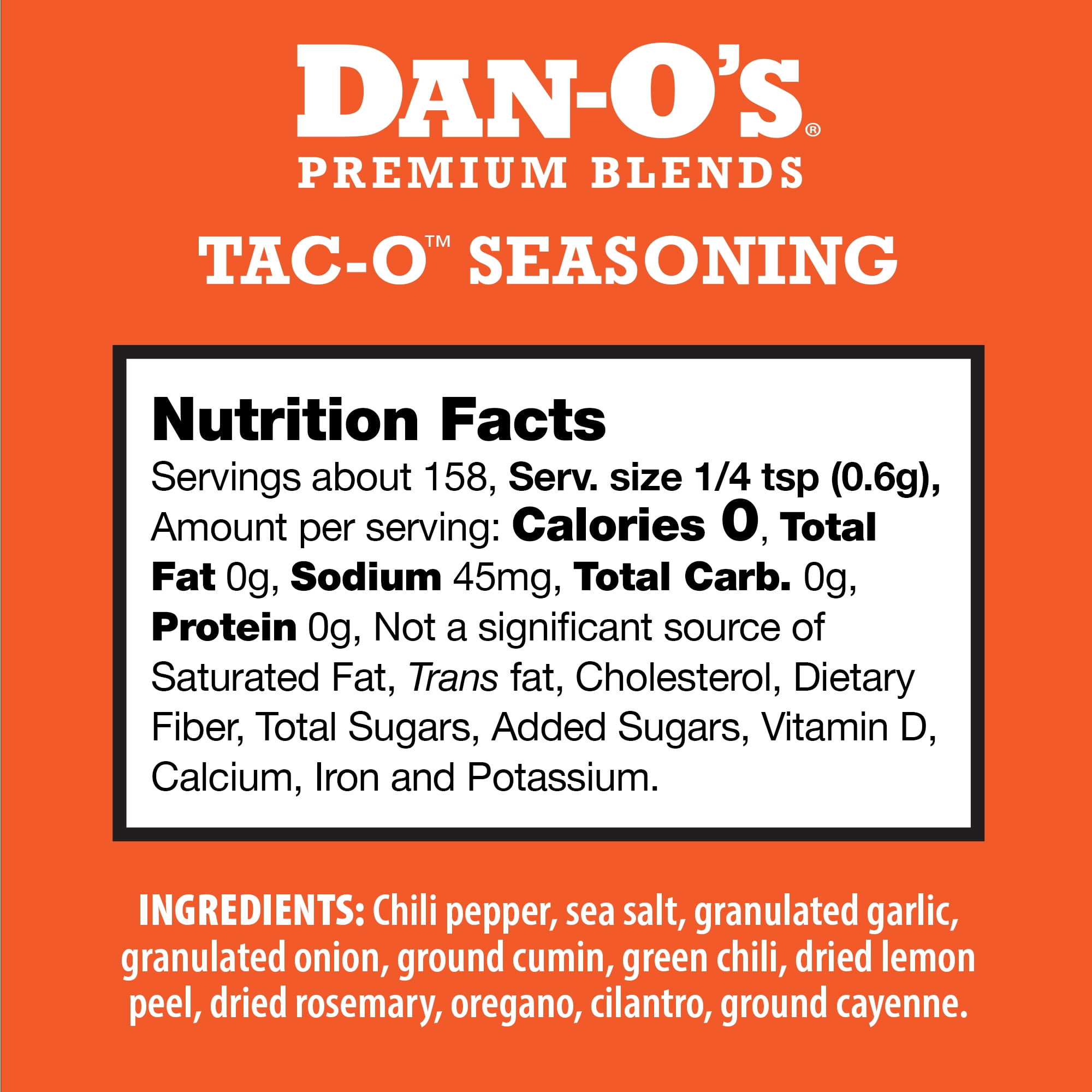 (8 pack) Dan-O's Tac-O™ Seasoning - All-Purpose Taco Seasoning - 3.35 oz Bottle