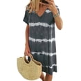 thumbnail image 7 of Plus Size Women's Summer Holiday T-Shirt Dress Tie Dye Mini Sundress Tops LIGHT BLUE M, 7 of 7
