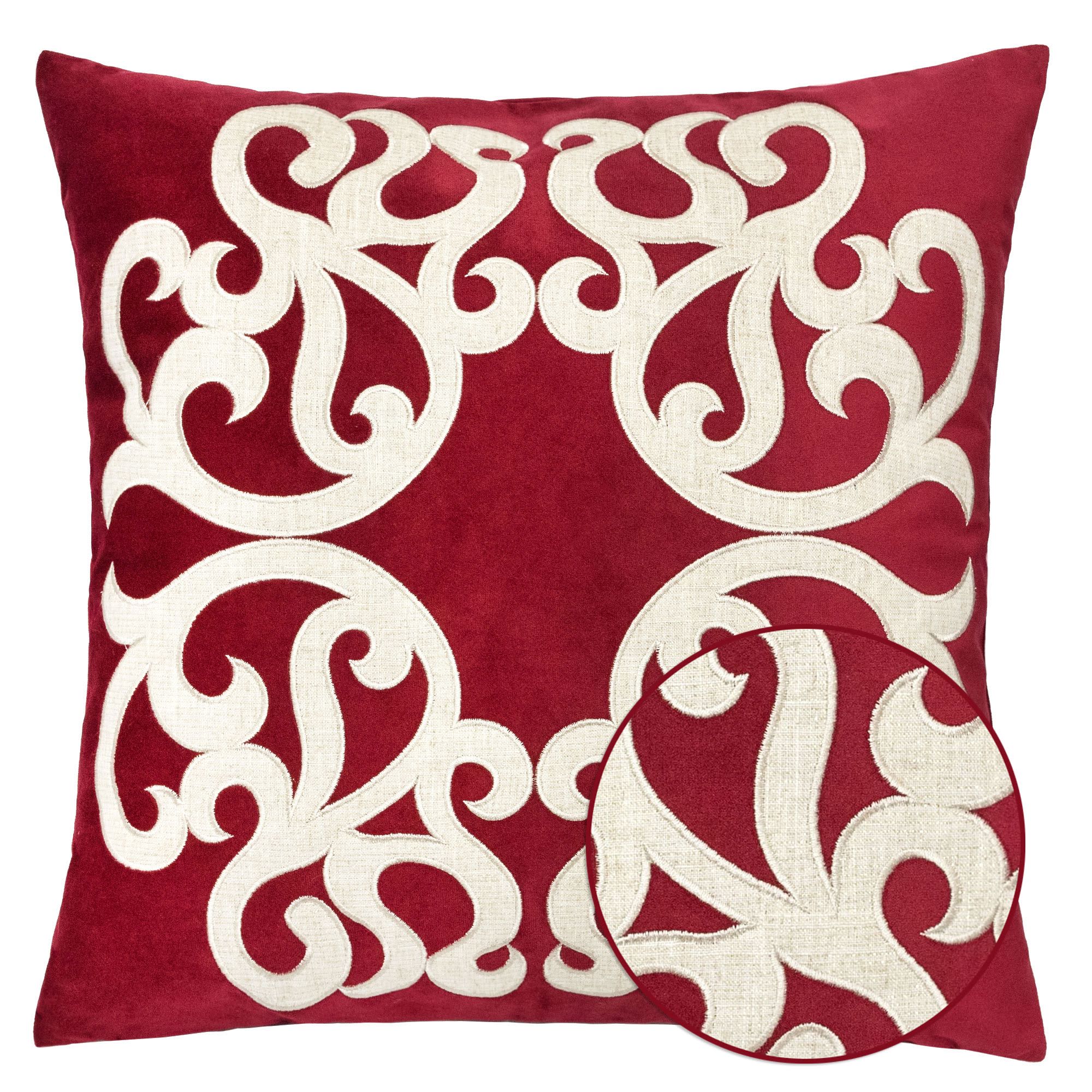 Stacey Red Abstract Polyester 20 in. x 20 in. Throw Pillow