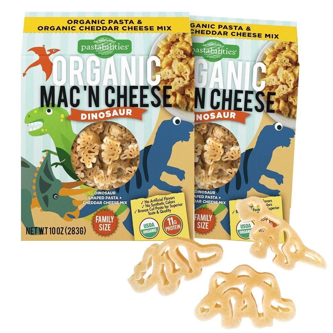 Pastabilities Organic Kids Dinosaur Shaped Mac and Cheese, Fun Pasta