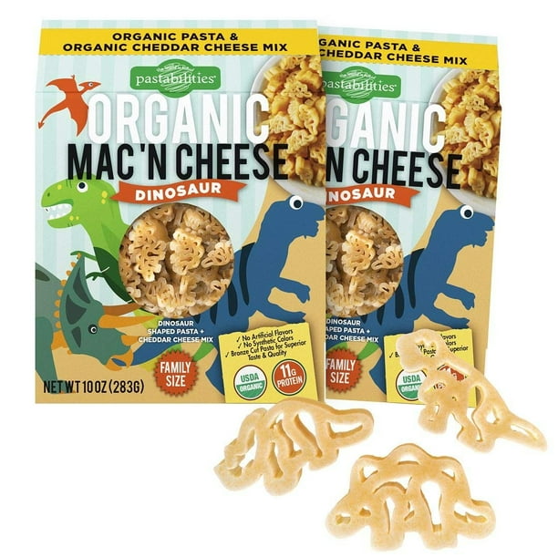 Pastabilities Organic Kids Dinosaur Shaped Mac and Cheese, Fun Pasta