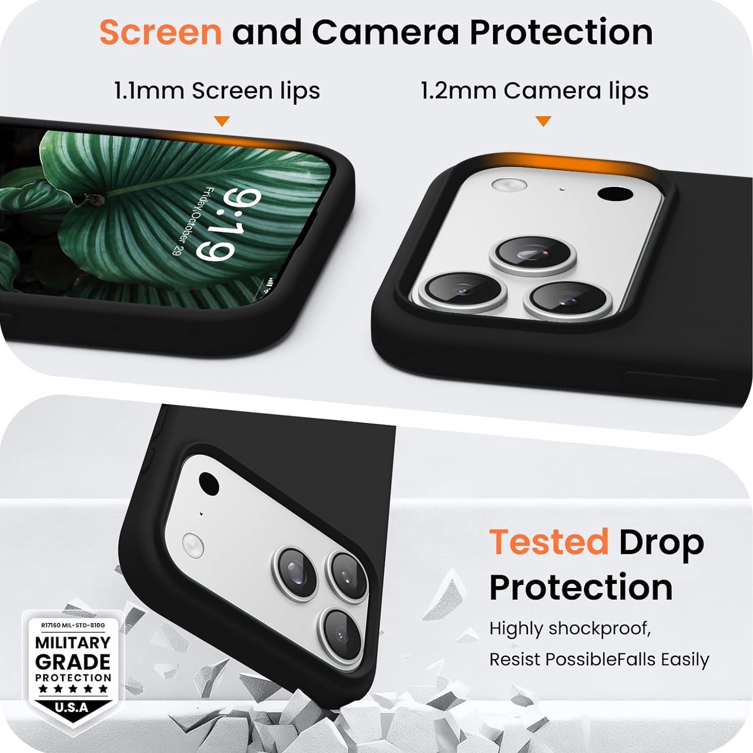 Soft Silicone Case for iPhone 17 Pro - Black