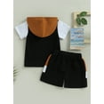 thumbnail image 4 of Bagilaanoe 2pcs Toddler Baby Boy Short Pants Set Short Sleeve Hooded Tops + Shorts 3M 6M 12M 18M 24M 3T Kids Casual Summer Outfits, 4 of 9