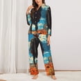 thumbnail image 2 of Lsque Lone Cowboy Desert Scene Pattern Long Sleeve Pajama Set for Women - Soft 2-Piece Sleepwear and Loungewear Set with Pockets, Comfy Nightwear-Medium, 2 of 7