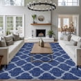 thumbnail image 3 of Large Area Rugs for Living Room Bedroom, Navy Blue Moroccan 5'x8' Rug Washable Carpet Runner Indoor Outdoor, Morocco Geometric Quatrefoil Plaid Non Slip Floor Mats Rug for Kitchen, Bathroom, 3 of 8