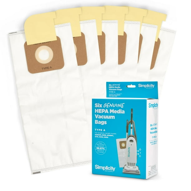 Bolsas de repuesto para aspiradora Simplicity SAH-6 tipo A, paquete de 6