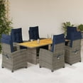 thumbnail image 1 of vidaXL 7 Piece Garden Dining Set with Cushions Grey Poly Rattan, 1 of 5
