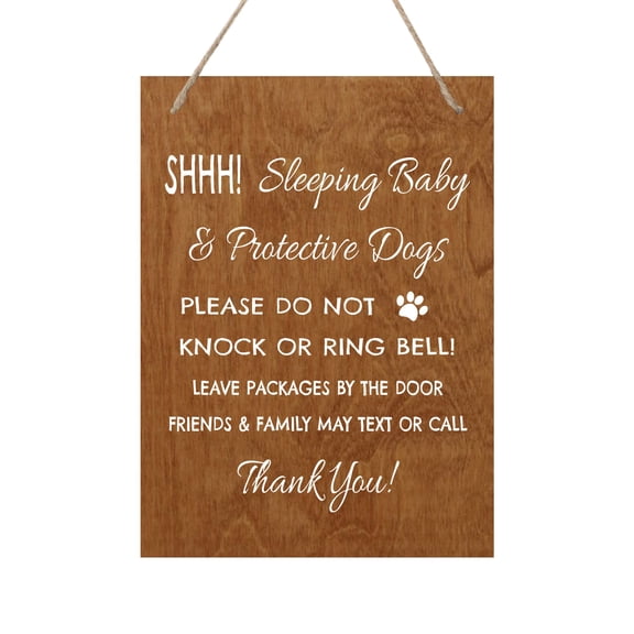 LifeSong Milestones Sleeping Baby Rope Sign for Front Door - SHHH!