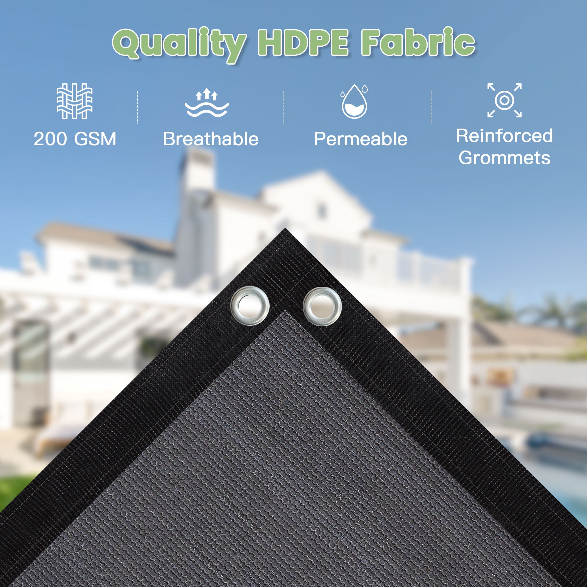 DIFY 90% UV Block Sun Shade Cloth with Grommets, 10' x 14', Gray