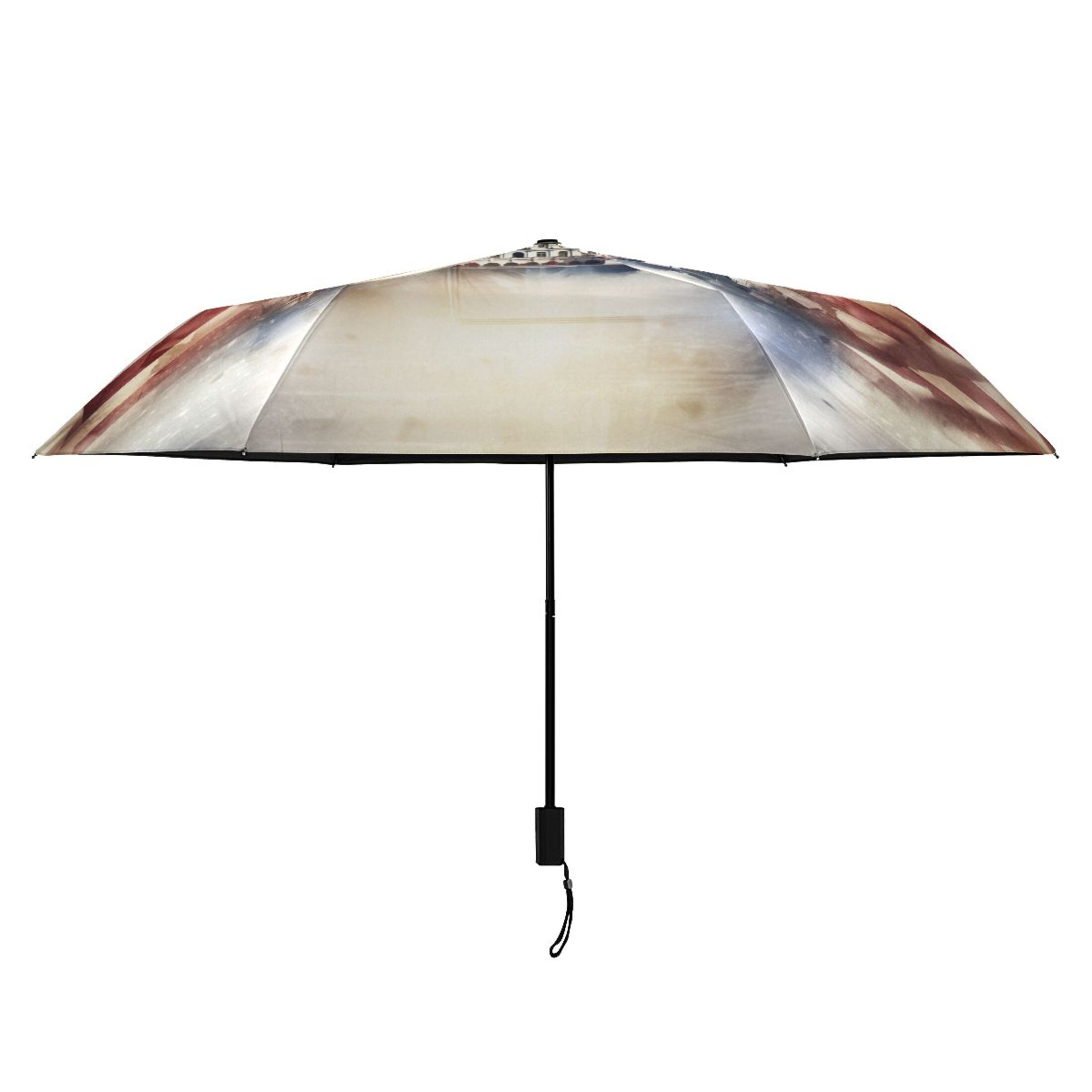 White House and American Flag Compact Sun Umbrella Windproof Travel Umbrellas for Rain Strong Portable UV Protection