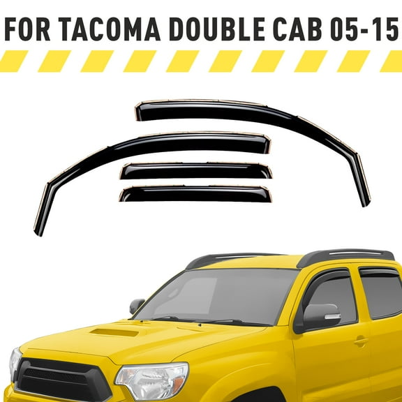 AEROGUYS Extra Durable Window Deflectors in-Channel Window Visors Rain Guards Fit for Toyota Tacoma 2005-2015 Double Cab, Sun Visors, Wind VentVisors, Exterior Truck Accessories - 4 pcs. AG0742