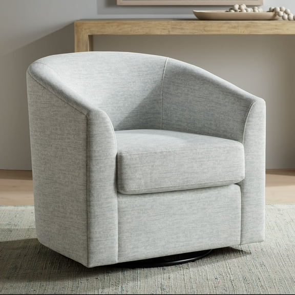 Studio 55D Barrel 30 3/4" Wide Gray Fabric Swivel Chair