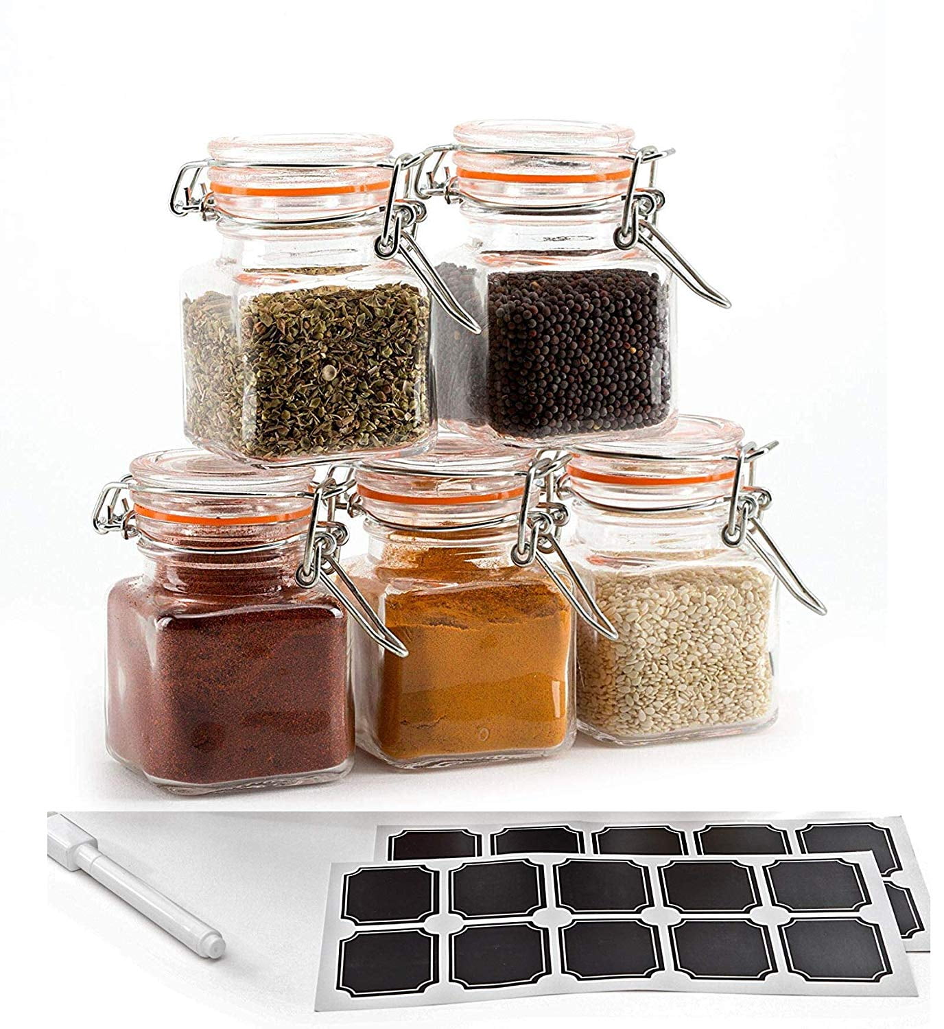 Lid 6.5 oz 3-piece Deckel Silber Jam Jars Etc Viva Haushaltswaren Set of Glass Spice Jars with Screw Top Glasses 192 ml Can Be Used As A Storage Glass Preserving Jars with Scoop