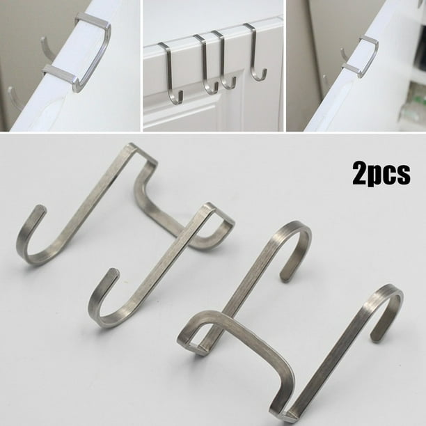 2Pc Stainless Steel Over Door Double Hooks S-Type Cabinet Hanger