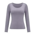 thumbnail image 4 of Women's Modal T Shirt Bra Long Sleeve Pajama Yoga Top Padded Casual Top Tee Shirt with Built In Bra Basic T-Shirts Solid Color Women's Bottom Long Sleeved Shirt and Underwear, 4 of 8