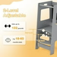 thumbnail image 4 of OLAKIDS Toddler Standing Tower, Kids Montessori Kitchen Step Stool Helper with 2 Adjustable Height Learning Blackboard Safety Rail Wooden, Anti-Slip Mats, 1-3 Year Old Boy Girl Gifts, 4 of 10