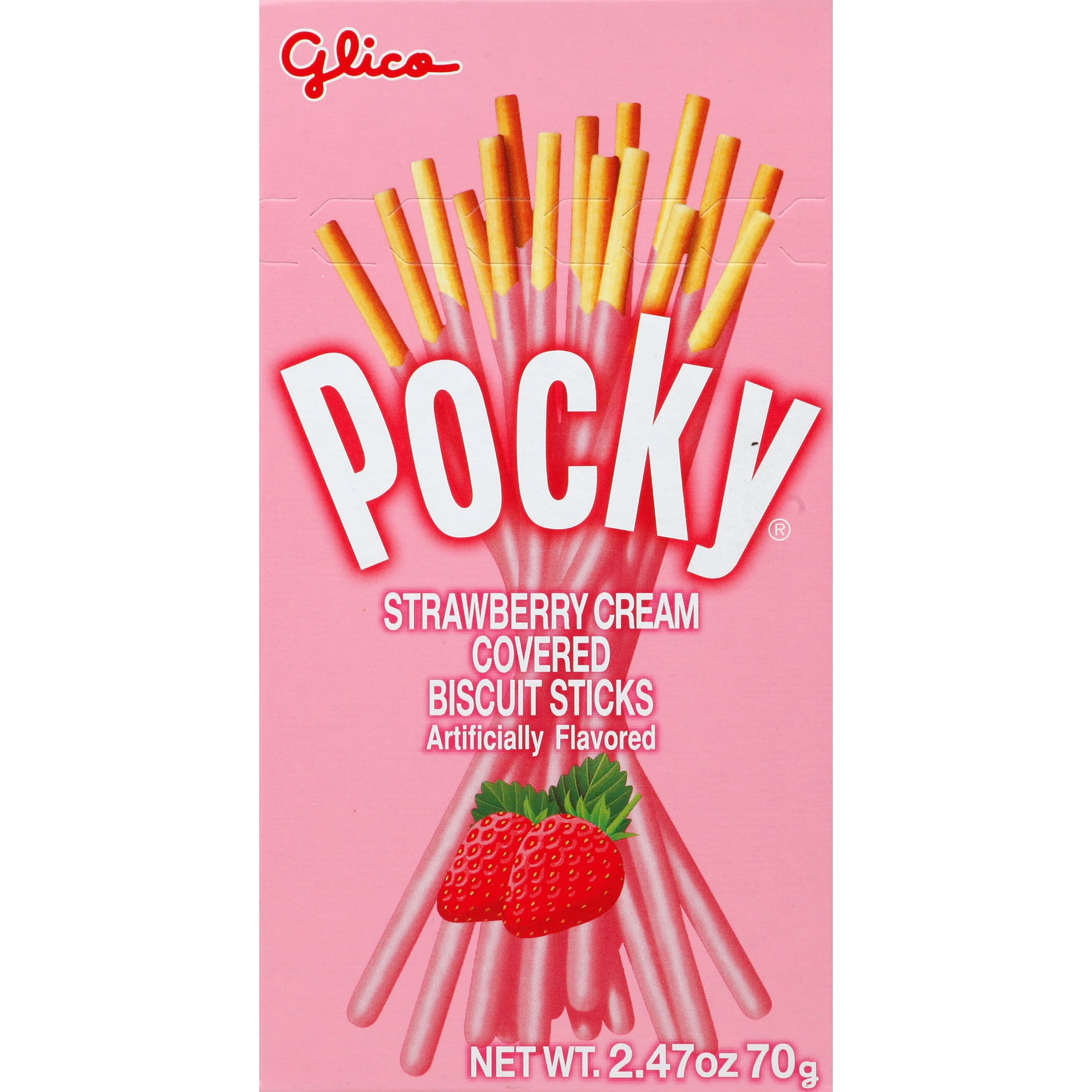 3.81 oz Glico Pocky 9 Individual Bags Strawberry Cream Covered Biscuit Sticks