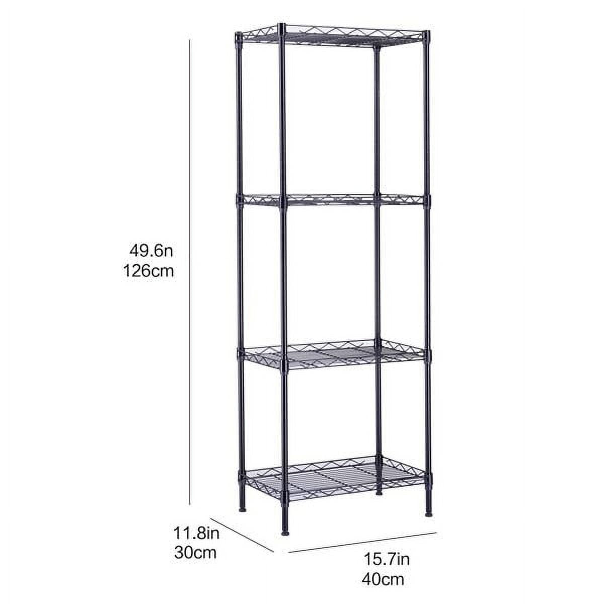 Alvantor 4 Tier Wire Shelving Unit, Metal Storage Rack with Adjustable Feet, 16"W x 12"D x 50"H, Black