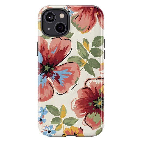 Vintage Floral Phone Case, Red Garden Flower Botanical Phone Cover for iPhone 17 16 15 14 13 12 11 Pro Plus Mini