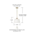 thumbnail image 3 of Capital Lighting 248911AD Presley 12" Wide Semi-Flush Ceiling Fixture - Brass, 3 of 7