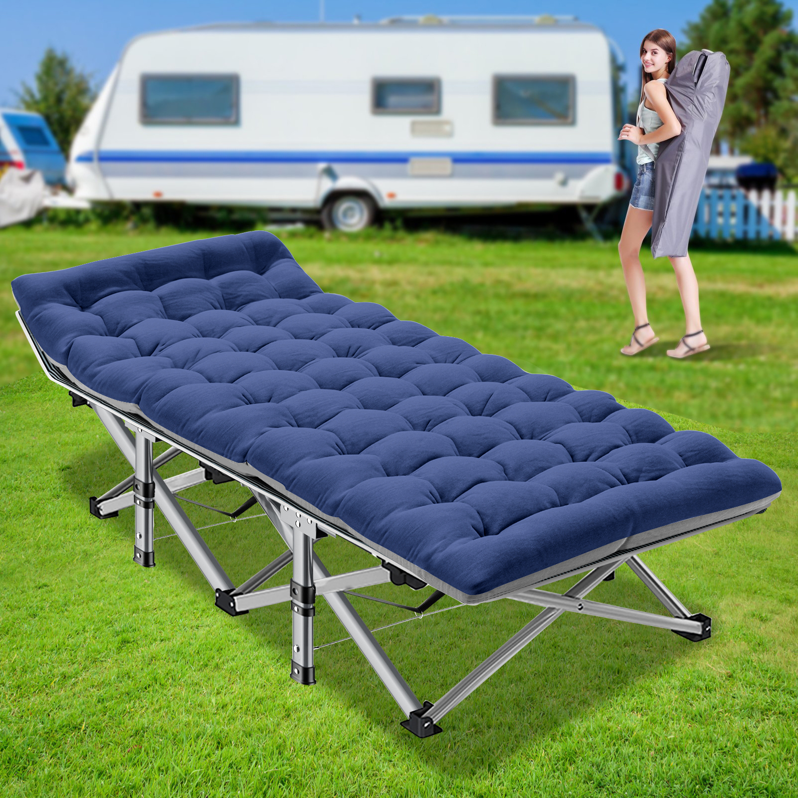 Docred Folding Camping Cot with Mattress,Fold Cots ,Portable Sleeping Bed,17 Pounds weight,over