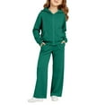 thumbnail image 2 of YunPes Girls Zip Up Sweatshirt Pants Set 2-Piece Long Sleeve Hoodie Track Pants Outfits Winter Casual Trendy&nbsp;Athletic Sweatsuit, 2 of 6
