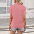 thumbnail image 4 of Women's Polo Shirts V Neck Short Sleeve Lapel Collar Tops Casual Fit Business Work Golf Shirt Blouse Watermelon Red XXL, 4 of 5