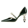 thumbnail image 3 of FSJ Women Elegant Pointy Close Toe Beaded High Heel Pumps Pearls Strappy D'Orsay Pumps Church Party Wedding Dress Shoes Size 7.5 Green, 3 of 4