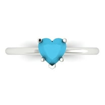 1.25 ct Heart Cut Simulated Turquoise Solitaire 18K White Gold Womens Engagement Ring