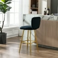 thumbnail image 3 of Velvet Upholstered Counter Height Dining Chairs Bar Stools with Back and Footrest, Indoor Accent Chair Counter Living Room Chair with Soft Back for Kitchen Island, Bar, Pub and Counter,Black, 3 of 7
