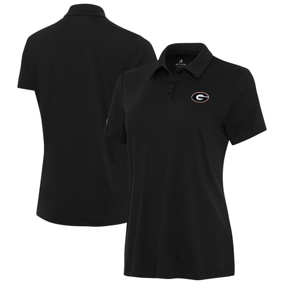 Women's Antigua Black Georgia Bulldogs Reprocess Polo
