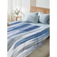 thumbnail image 4 of Queen Size Flat Sheet Only, Blue Gray Soft Brushed Microfiber Bed Sheets, Modern Simple Abstract White Ombre Texture Hotel Quality Breathable Bedding Top Sheet, Easy Care, 90"x102", 4 of 9