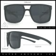 thumbnail image 3 of Mens Color Mirror Mobster Racer Flat Top Plastic Rectangle Sunglasses All Black, 3 of 8