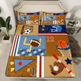 thumbnail image 2 of Feelyou Rugby Sports Lover Queen Sheet Sets for Boy, Soccer Football Flat Sheet, Brown Retro Patchwork Queen Fitted Sheet, Super Cozy Room Decor, 4 Pieces, 2 of 7