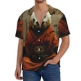 thumbnail image 3 of Honeii 's Jungle Meditating Panda for men's short-sleeved button-up collared shirt featuring a pocket, perfect for beach vacations, and travel adventures., 3 of 5