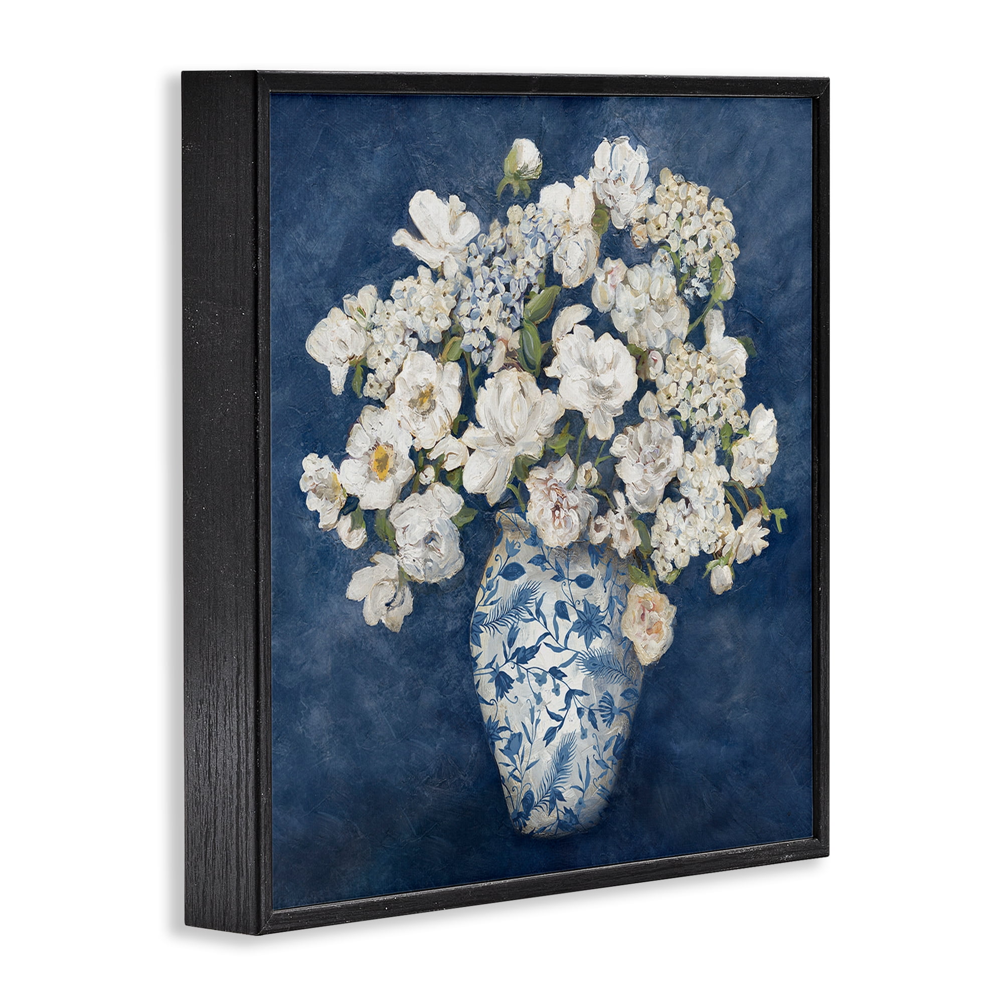 Stupell Industries Classic Blue Chinoiserie Vase Black Framed Giclee Art, design by Charlene Olson