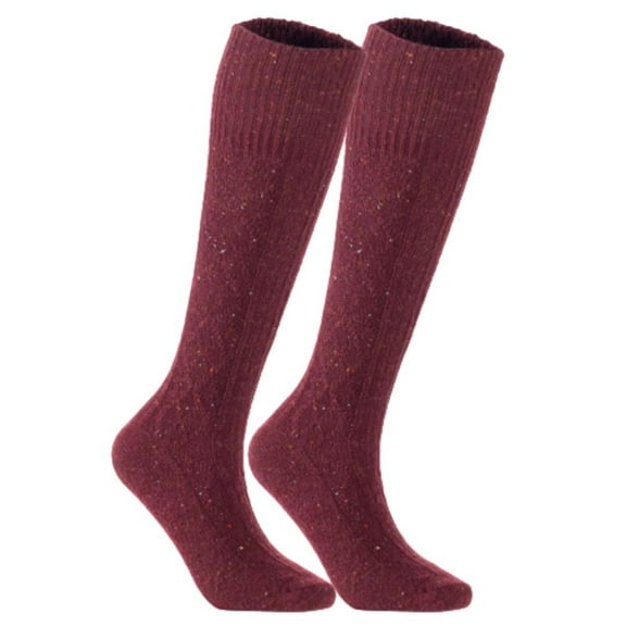 Lovely Annie Women's 2 Pairs Knee High Wool Socks Size UK 3-8/EUR 36-39 (Wine)