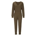thumbnail image 4 of Posijego Womens Casual Loose Jumpsuit V Neck Long Sleeve Long Pants One Piece Rompers Outfits with Pockets, 4 of 7