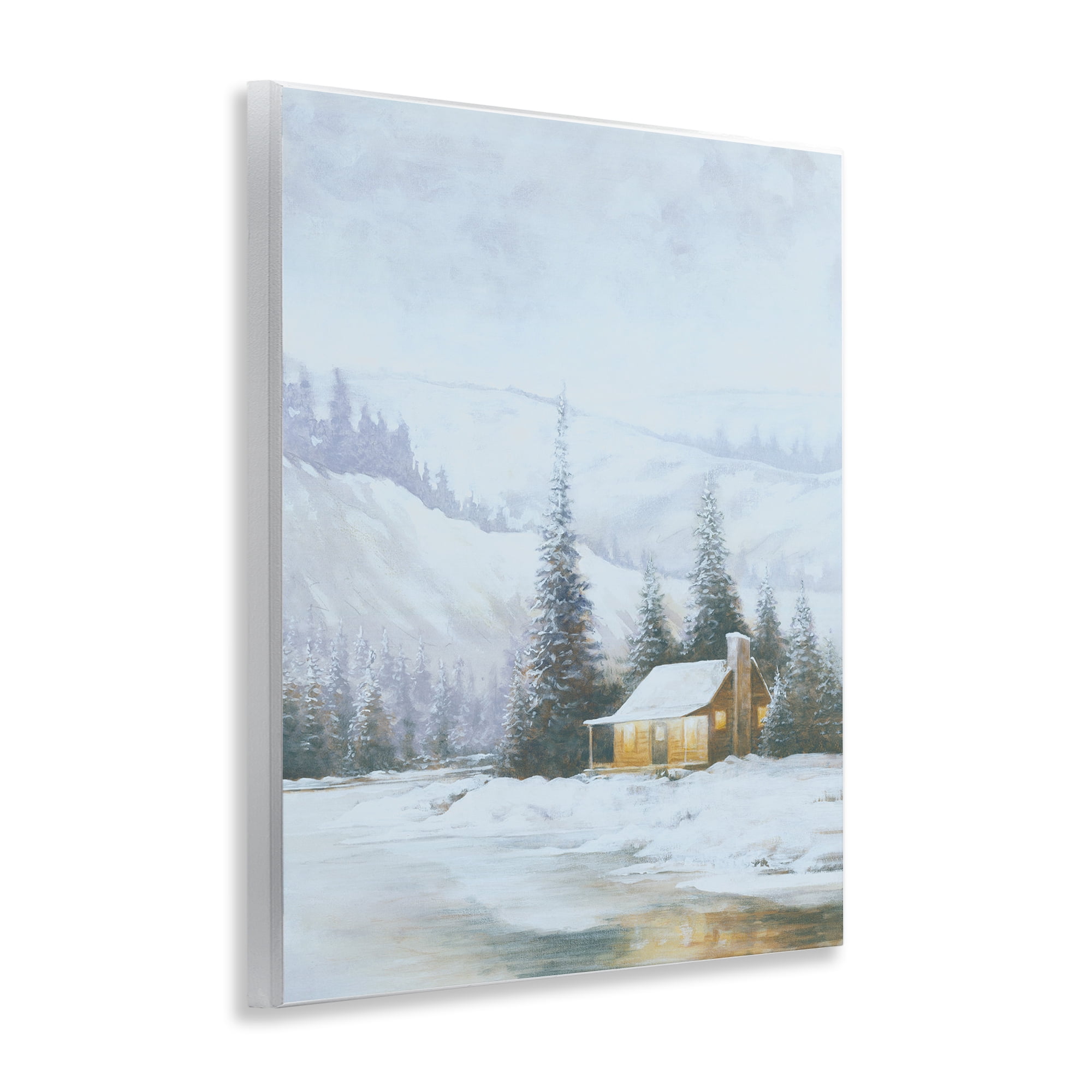 Stupell Industries Snowy Woodland Cabin Landscape Painting Unframed Art Print Wall Art, 11 x 14