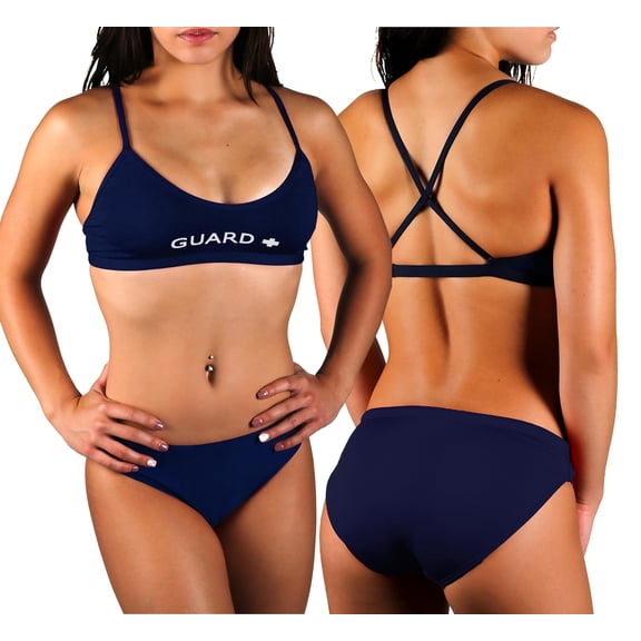 Adoretex Women's Guard Cross Back Workout Bikini, Athletic Guard Two Piece Swimsuit Set for Girls and Women (FGP08) - Navy - X-Large