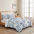 thumbnail image 5 of King Quilt Set 96''x106'', Navy Blue Spring Floral Lightweight Summer Bedspread Coverlet Set with 2 Pillow Shams, Elegant Pastoral Flowers Breathable All Season Quilt Bedding for Bedroom/Guest Room, 5 of 9