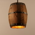 thumbnail image 1 of Antique Wood Wine Barrel Pendant Lamp Hanging Rustic Unique Kitchen Bar Ceiling Lamp Light Fixture, 1 of 6